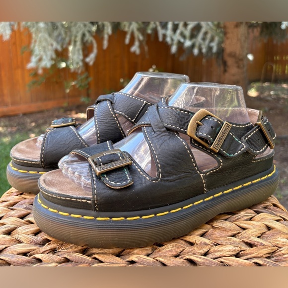 Dr Martens 8209 Vintage 90’s Black Triple Buckle Chunky Platform Sandals. M8 W9 - Picture 3 of 15